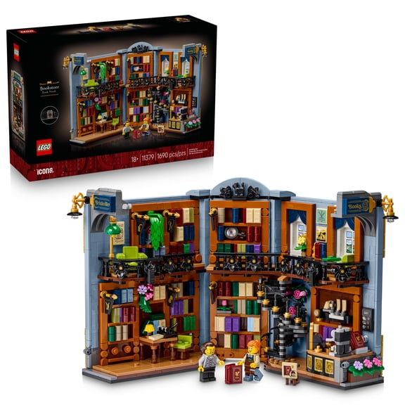 LEGO Icons Bookstore: Book Nook - Building Set for Adults, Ages 18 - Book Shelf Decor for Men & Women - Model Kit for Display - Gift for Birthdays - 11379