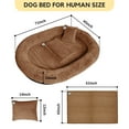 thumbnail image 3 of Human Dog Bed for Pets and Adults, 71"x45"x14", Washable Faux Fur Cover with Blanket and Pillow, Extra Large Human Size Beanbag Bed,Dark Brown, 3 of 6