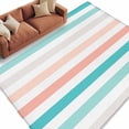thumbnail image 2 of 5'x8' Area Rugs, Teal Pink Striped Indoor Outdoor Area Rug for Living Room Bedroom, Farmhouse Stripes Simple Art Washable Bathroom Rugs Kitchen Floor Carpet Mats Home Decor Aesthetic, 2 of 8