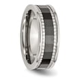 thumbnail image 5 of 8mm Stainless Steel With Sawtooth Accent Black Ceramic Center Faceted Band Ring Size 12.5 Jewelry Gifts for Women, 5 of 7