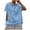 Blue, variant on Womens Cotton Linen Tops Summer Button Up Hooded Short Sleeve Tops with Side Drawstring Loose Fit Peasant Gauze Casual Basic Tees Purple M