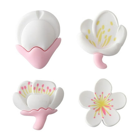 

VEAREAR 4Pcs Refrigerator Magnets Cartoon Three-dimensional Realistic Look Strong Adsorption Removable Decorative DIY 3D Sakura Shape Fridge Magnetic Stickers for Home