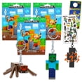 thumbnail image 5 of Llavero coleccionable de figuras de Minecraft, paquete de 3 mini figuras + stickers, 5 of 5