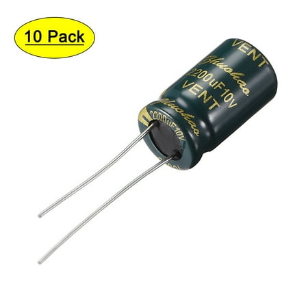 Aluminum Radial Electrolytic Capacitor 2200uF 10V Life 10 x 17 mm 10pcs
