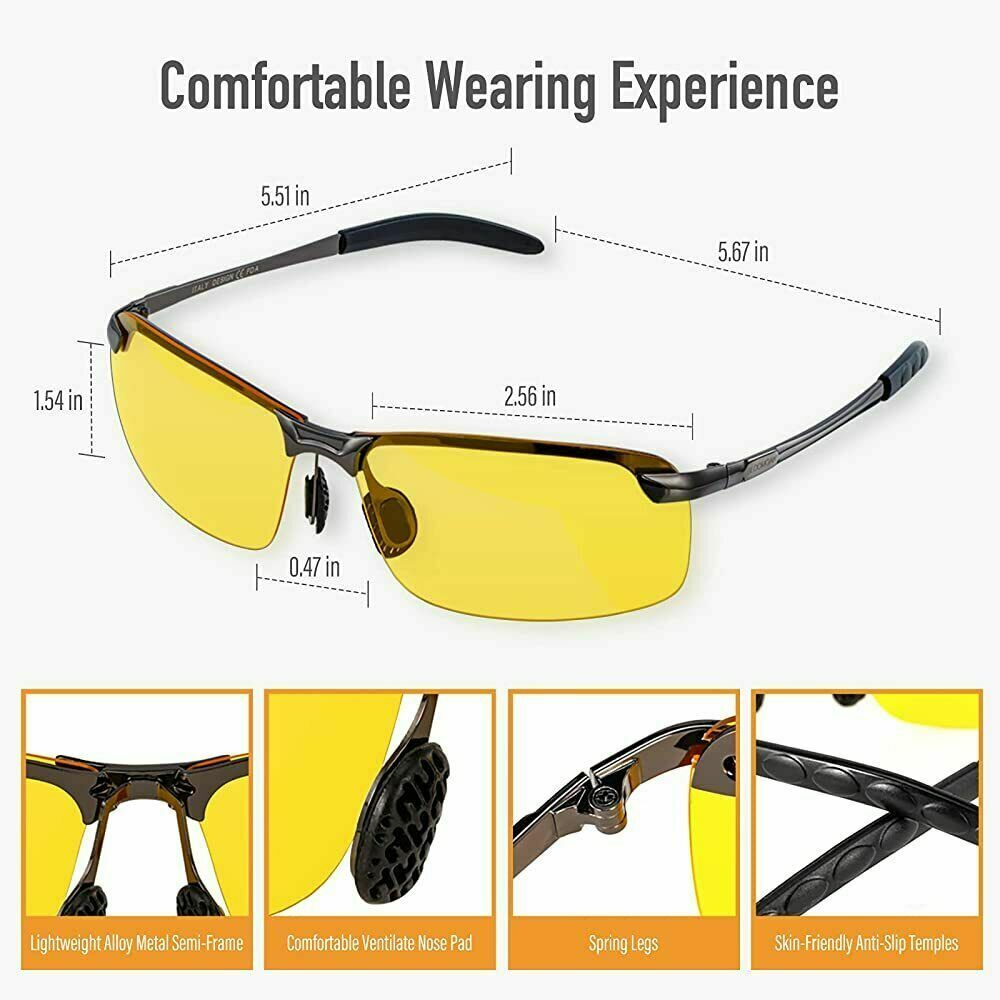 Polarized UV Blocking Night Driving Sunglasses, Men display picture 3
