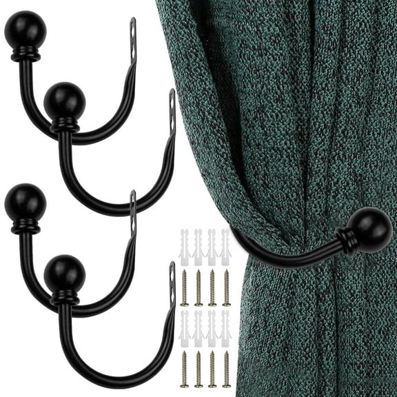4Pcs Curtain Holdback Metal Tie Backs Curtain Holders for Wall Decorative Curtain Holdback U Shaped Curtain Hooks Holder with Screws for Home Accessories