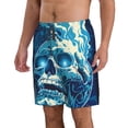 thumbnail image 2 of KLL Abstract Blue Skull Men's Casual Summer Beach Shorts Hawaiian Shorts with Pockets-3X-Large, 2 of 5
