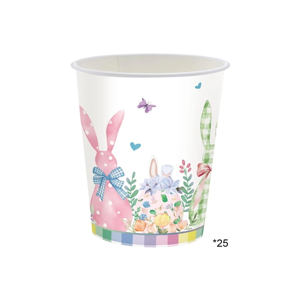 Vacaciones Cocktail Servilletas Papel Conejo de Pascua Tema Platos de Papel de Fiesta 25-Pack 18x18x3cm Coloridos Utensilios de Mesa Desechables, Platos Y Servilletas Suministros de Fiesta