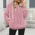 thumbnail image 4 of Inleife Women's Plush Hoodies Long Sleeve Drawstring Pocket Casual Solid Color Warm Hooded Sweatshirts, 4 of 5