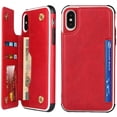 thumbnail image 3 of iPhone Xs/iPhone X Luxury PU Leather Wallet Case with Card Holder,2 Magnetic Clasp,Card Cash Slots,Stand Function Flip Wrist Lanyard Strap Back Case for iPhone X/iPhone Xs 5.8",Red, 3 of 17