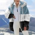 thumbnail image 2 of LEEYNEER Womens Fuzzy Fleece Jacket  Zip Up Plush Color Block Stitching Winter Jacket Coat  Warm Fleece Blanket Jackets for Women with Hood Outwear with Pockets Wine L, 2 of 4