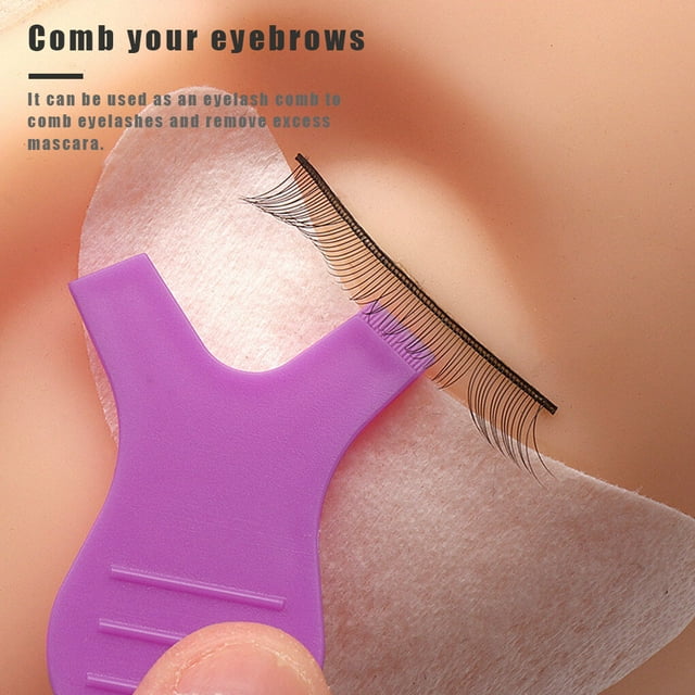 pitrice 10pcs/bag Eyelash Brushes Plastic Eyelash Lifting Perm Comb Y Shape Portable Makeup Tools, Purple Red