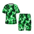 thumbnail image 1 of Fotbe Green Tie Dye Pijama Estampada de 2 Piezas para Niños – Ropa de Dormir de Manga Corta Cómoda para Niños y Niñas, Camiseta y Shorts de Algodón-4X-Large, 1 of 6