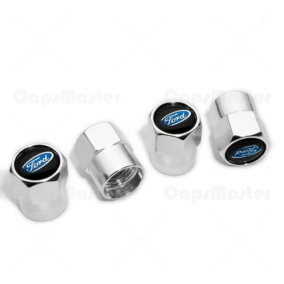 4pcs Hex Fit Ford Car Wheels Tire Air Valve Caps Stem Dust Cover Decor Silver
