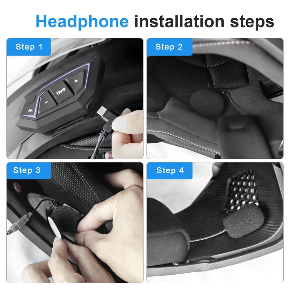 EJEAS MS8 Mesh 3.0 Motorcycle Helmet Intercom for 8 People Real Time 7km Talk Headset With Remote Control EUC