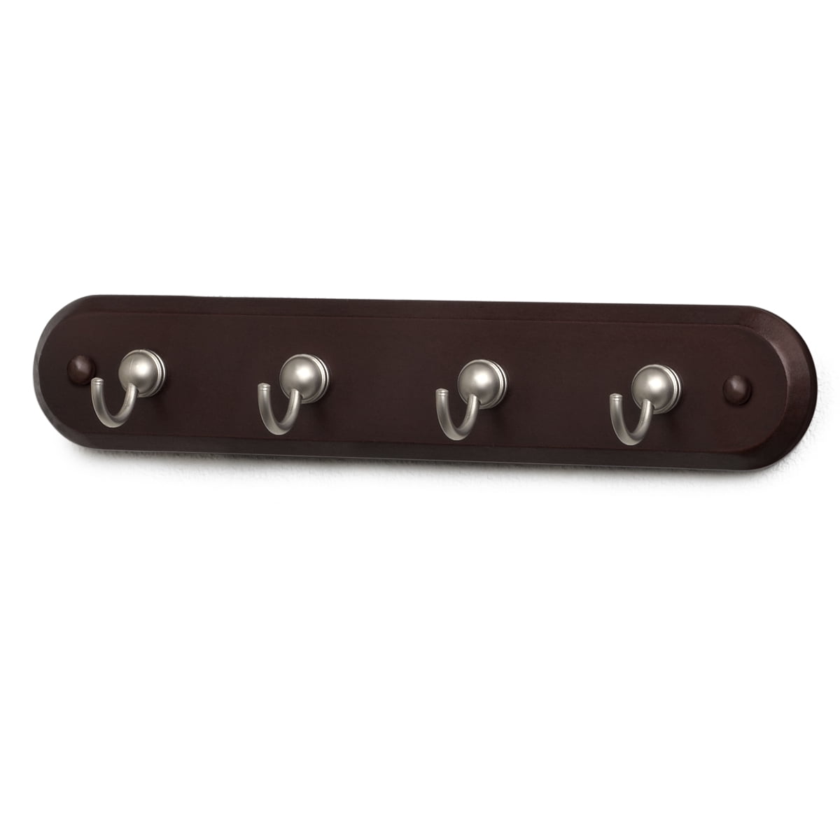 Spectrum Diversified 4 Hook Wall Mount Key Rack Walnut Satin Nickel 53202