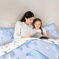 thumbnail image 4 of Erosebridal Blue Sparkle Sequins Print Queen Comforter Set for Girls, Monogrammed Y Bedding Comforter Set, Colorful Stars Reversible 3 Pieces, 1 Comforter and 2 Pillowcases, 4 of 6