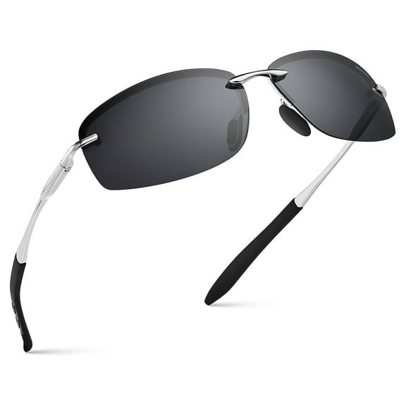 Xagger Polarized Rimless Driving Sunglasses for Men Metal Frame Anti-Glare UV400 Protection Sun Glasses