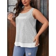 thumbnail image 3 of Plus Size Summer Sleeveless Women Sequin Patchwork Tank Tops Shirt, 3 of 5