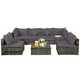 thumbnail image 3 of Costway 7PCS Patio Rattan Furniture Set Sectional Sofa Garden Gray Cushion, 3 of 11