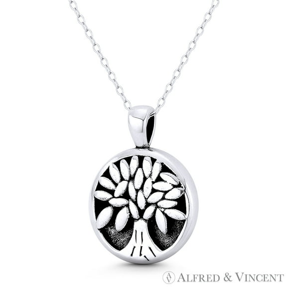 Tree-of-Life / Knowledge Etz Chaim 26x19mm (1x0.75in) Pendant in Oxidized .925 Sterling Silver