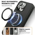 thumbnail image 2 of Allytechgroup Magnetic Case for iPhone 12 Pro Max, Built-in Invisible 360° Rotatable Kickstand, Compatible with MagSafe, PU Leather Slim Shockproof Protective Phone Case Cover, Black, 2 of 7