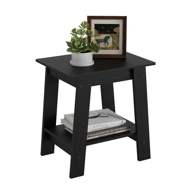 Table d'Appoint à 2 Niveaux, Table d'Appoint avec Tablette de Rangement, Table de Canapé Table de Nuit pour Entrée, Style Ferme, Salon, Assemblage Facile