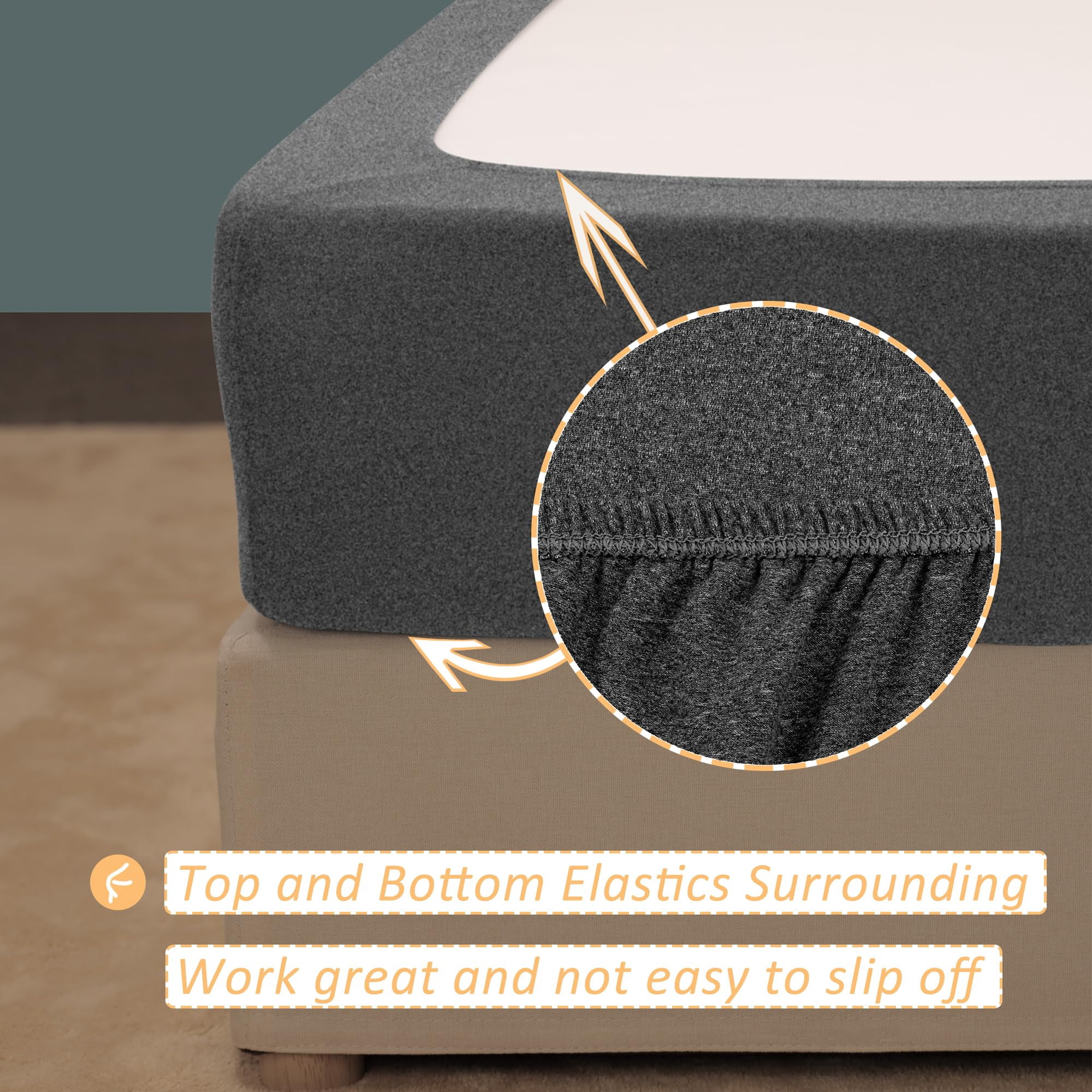Stretch Jersey Box Spring Cover Wrap Around, Ultra Soft Wrinkle Resistant Bed Skirt Alternative, Queen Queen XL, Breathable Durable White Bedding