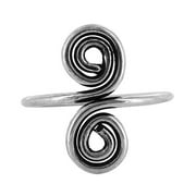 Gem Avenue 925 Sterling Silver Double Swirl Design 1mm Wire Toe Ring