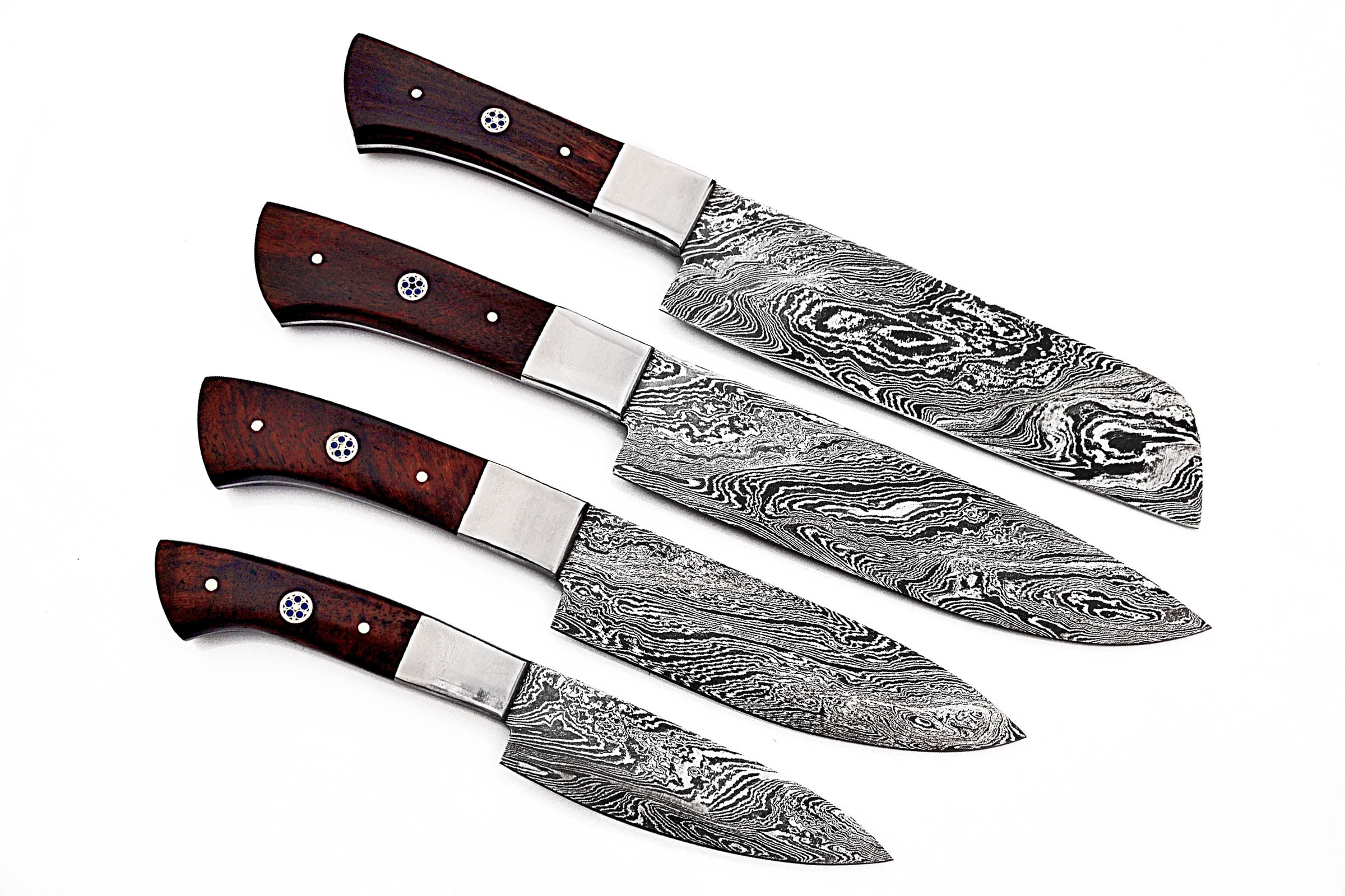 Smart & Sharp Custom Handmade Damascus Chef Knives Set/Kitchen Knives 4 Pieces Set 17307 (Rose wood)