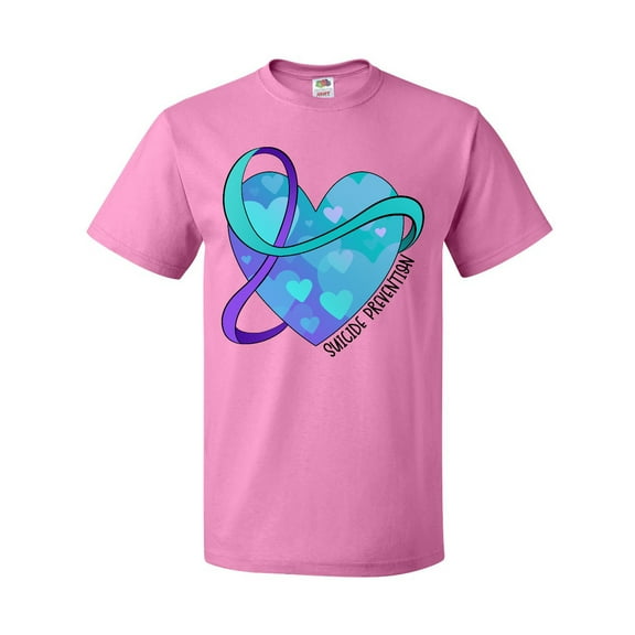 Inktastic Suicide Prevention Awareness Purple and Teal Heart Ribbon T-Shirt