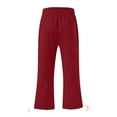 thumbnail image 5 of Plus Size Capris for Curvy Women New Capris Pants for Women Cotton Linen Casual Summer 2025 Straight Wide Leg Loose Drawstring Elastic Waist Cropped Trouser Red 5XL, 5 of 5