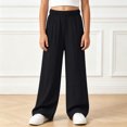 thumbnail image 2 of 7-8 Years Child High Waisted Cargo Pants for Girls Baggy Y2k Straight Wide Leg Pants with Pockets Streetwear, 2 of 4