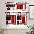 thumbnail image 2 of Red Gray Black Geometric Kitchen Curtains Set Valance Tier Curtains Set, Modern Abstract Art Aesthetics Farmhouse 3 Piece Set Rod Pocket Kitchen Window Short/Half/Small Curtain 27.5x24''''x2 Panels, 2 of 5