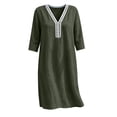 thumbnail image 3 of HBGVBA 3/4 Sleeve V Neck Dresses for Women Soft Lace Neck Loose Casual Midi Dress with Pockets, 3 of 6