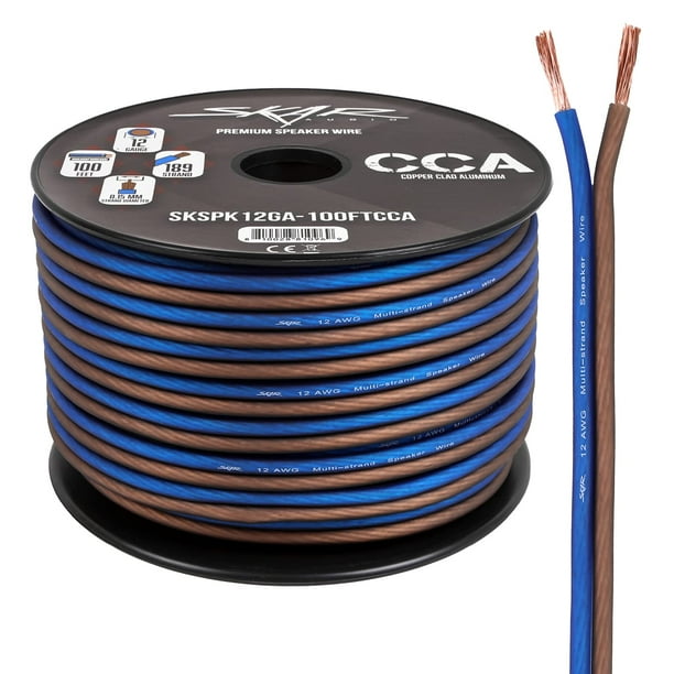 Cable de altavoz Skar Audio calibre 12 AWG, 100 pies, azul/marrón