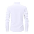 thumbnail image 4 of Domuza Dress Shirts for Men Long Sleeve Slim Fit Stretch Button Up Shirts Stylish Simple Business Solid Color Blouse White XL, 4 of 9