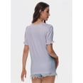 thumbnail image 4 of Tops for Women Summer Casual Ruffle Trim Sleeve Square Neck T Shirts, 4 of 6