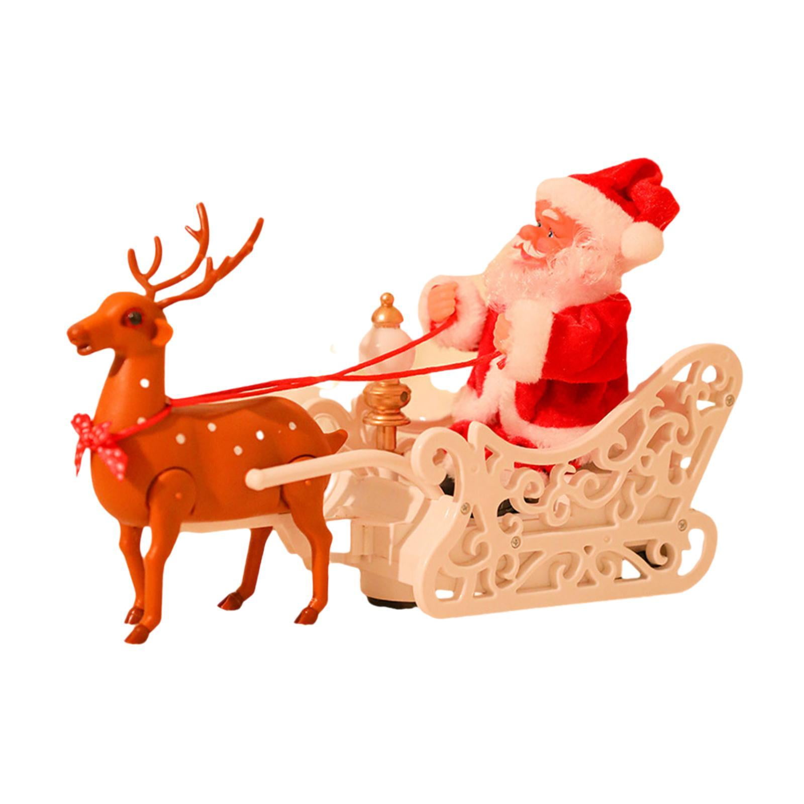KLKCMS Electric Santa Reindeer Sleigh Toy Ornaments Electric