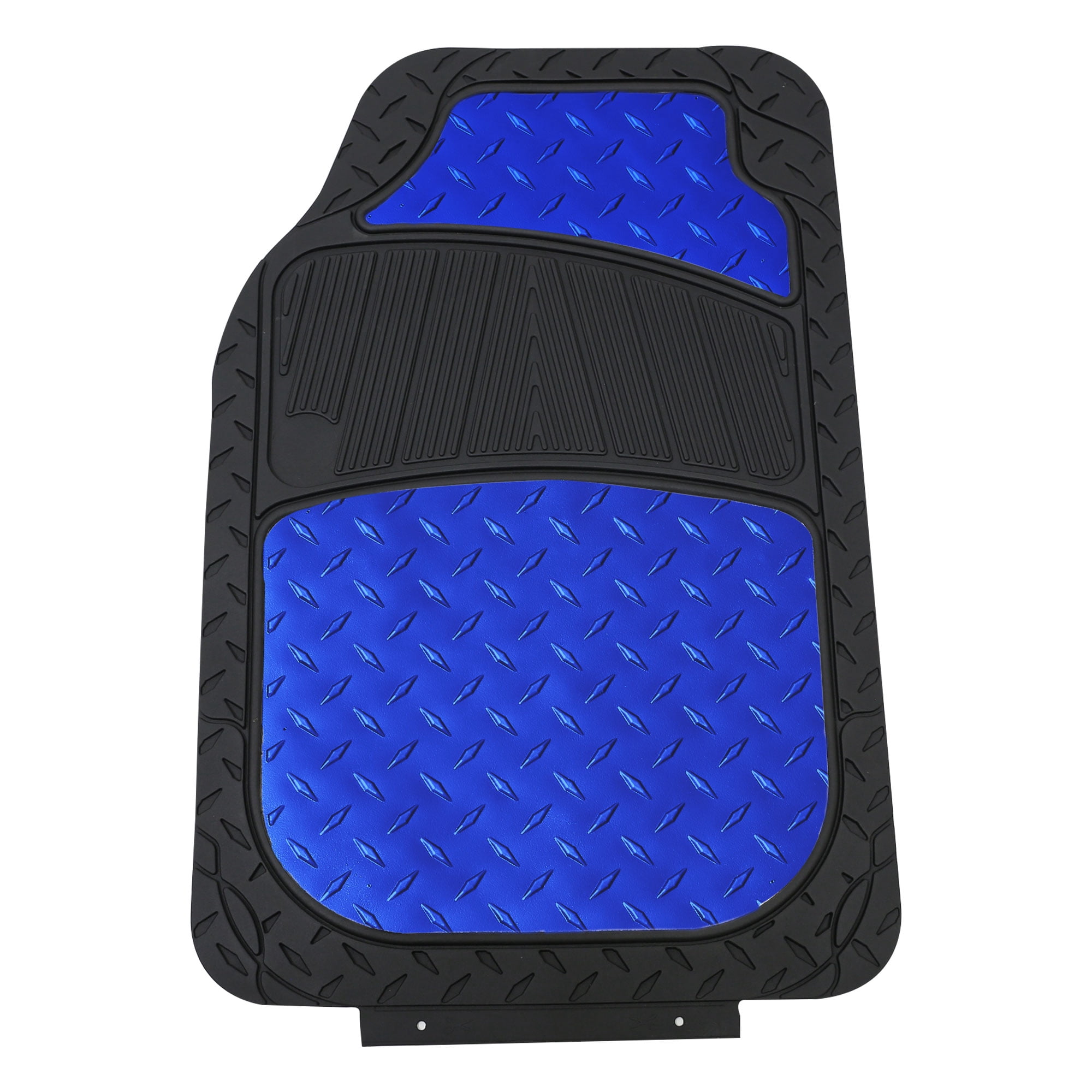 FH Group Climaproof Rubber Car Floor Mat, Universal 4pc Blue Floor Mats with Air Freshener