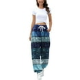 thumbnail image 4 of Pantalones afelpados Gibobby para mujer sueltos Retro Casual Cordón Impreso L azul, 4 of 5