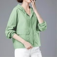 thumbnail image 4 of Lightweight Jacket WomenSun Protection Plus Size Long Sleeve Hooded Full Zip Shirts Jacket with Pockets Summer Casual Clothing for Outdoor Hiking Green XL, 4 of 5