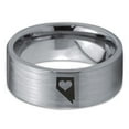 thumbnail image 2 of Tungsten Nevada The Silver State Heart Band Ring 8mm Men Women Comfort Fit Gray Flat Cut Brushed Polished, 2 of 4
