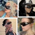 thumbnail image 2 of Y2K Sunglasses for Women Trendy Rimless Futuristic Wrap Around Sun Glasses Star Glasses Oversized Black Shades 209, 2 of 4