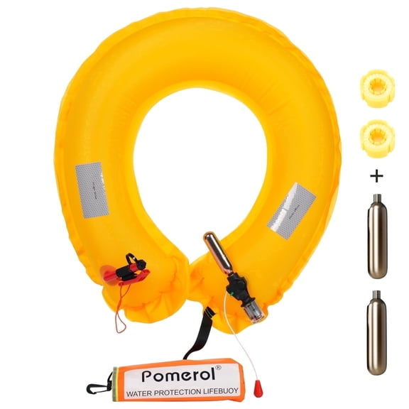 Pomerol Automatic Inflatable Life Buoy, Water-Activated Safety Swimming Ring for Drowning Prevention, Portable Water Rescue Device
