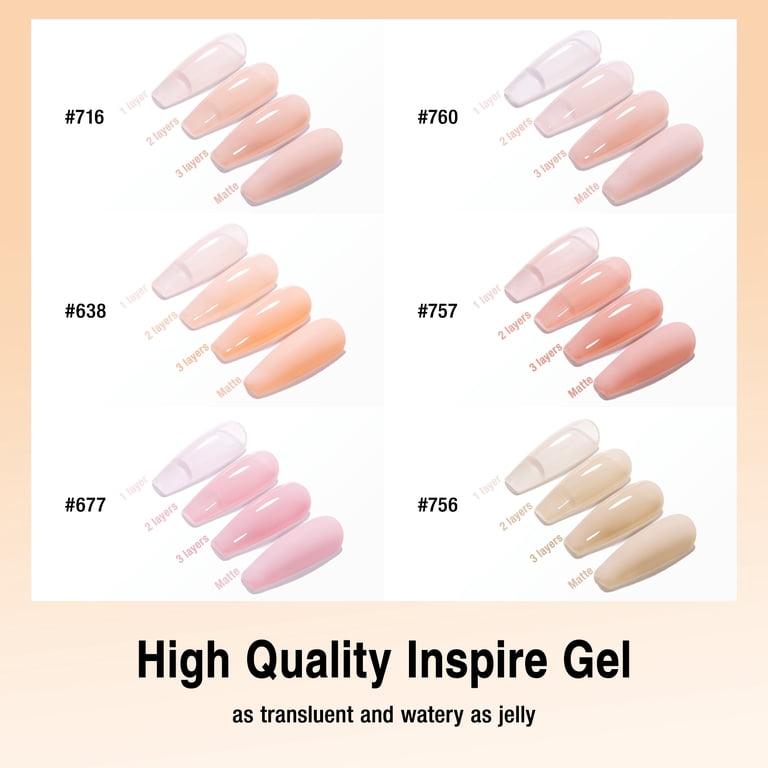 Candy Lover Jelly Gel Nail Polish Kit, 6 Colors Translucent Jelly