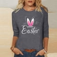 thumbnail image 3 of Raeneomay 3/4 Length Sleeve Womens Tops Women Fashion Easter Printed T-Shirt Blouse Round Neck Casual Tops, 3 of 6