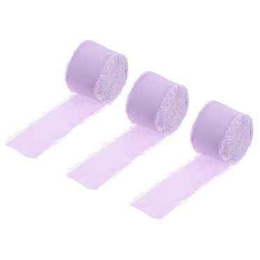 Unique Bargains Ruban Chiffon 1.5 Pieds x 8 Yards, Ruban Chiffon Violet Clair, Ruban en Soie pour Mariage, Décoration d'Arrangement Floral 3 Pcs