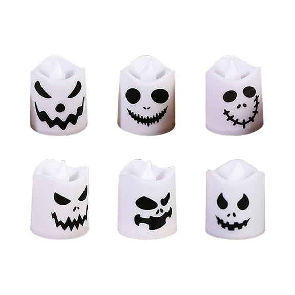 Nmdmisc 12Pcs Color Changing Halloween Flameless Candles,LED Ghost Votive Candles,Battery Operated Tea Lights for Pumpkin,Party,Christmas Decor (Batteries Included)