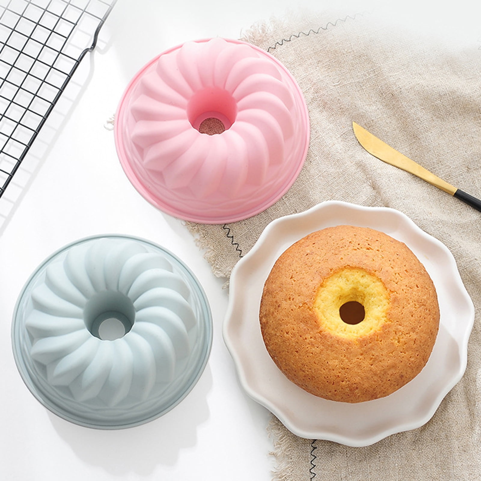 Enjoyw Dishwasher Safe Cake Baking Tray Evenly Heated Silicone Premium Practical Cake Pan Cooking Gadget Baking Tray Blue